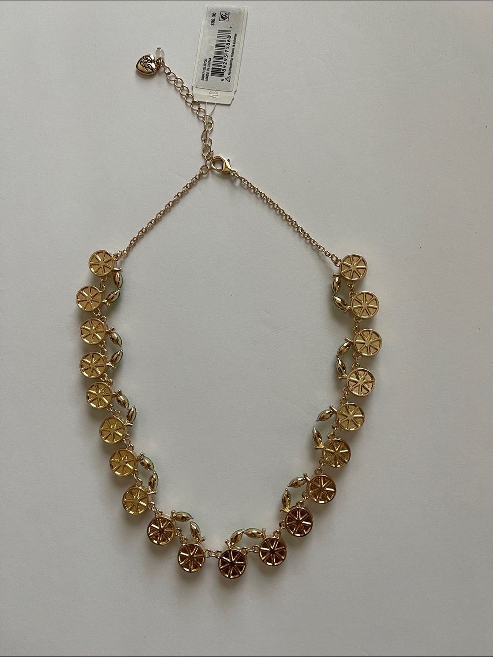 Betsey Johnson Gold-Tone Necklace with Green Marquise Crystals - Picture 2 of 3